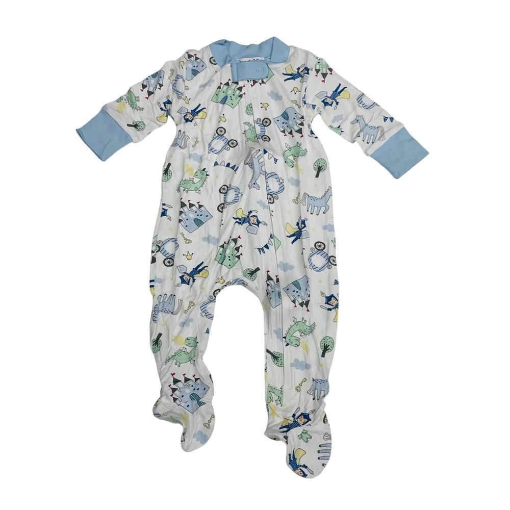 NWT Magnolia Baby 12M Little Prince Blue Printed Zipper Footie